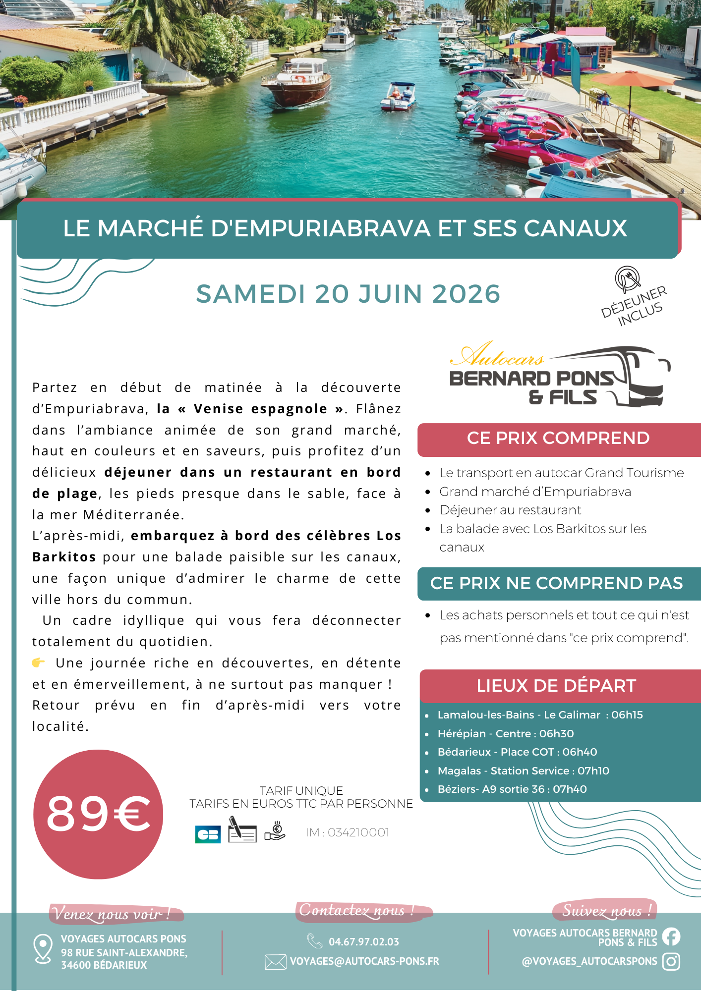 Le marché d'Emuriabrava et ses canaux